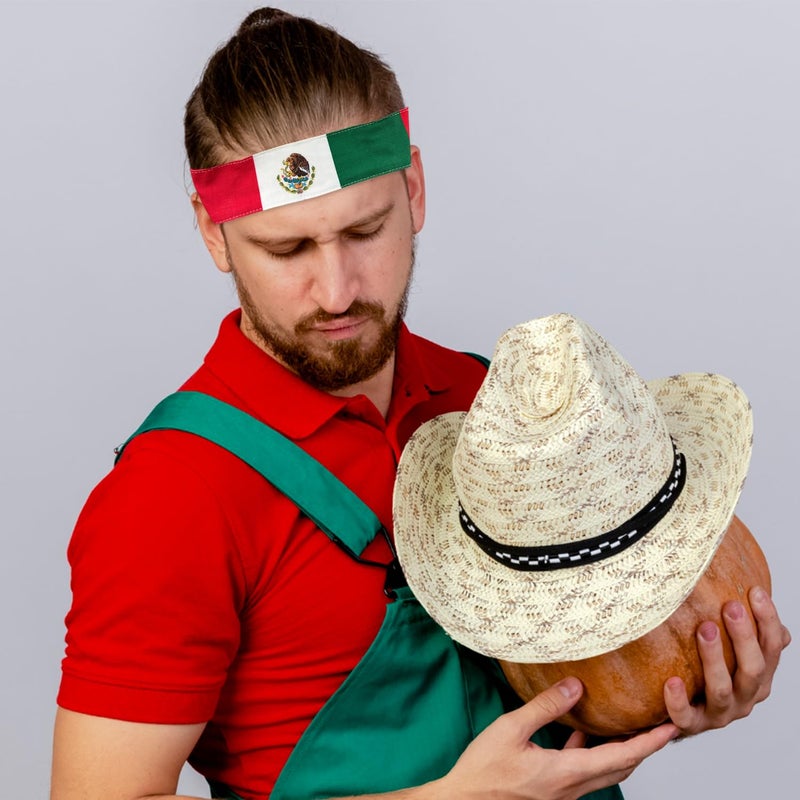 hhdatc Mexican Country Flag Tie Headband with National Flag,Banadan Mexico Headband for Men Soccer, Tennis, Workout, Costume - Image 5